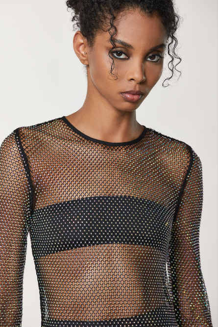 Robe avec strass, Noir, Patrizia Pepe