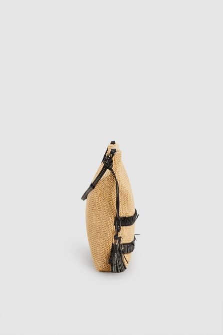 Maxi straw clutch, Black, Patrizia Pepe