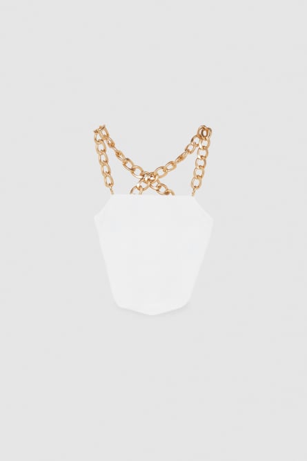 Maxi chain crop top, White, Patrizia Pepe