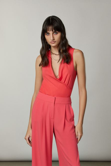 Silk bodysuit top, Pink, Patrizia Pepe