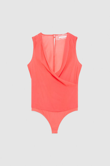 Silk bodysuit top, Pink, Patrizia Pepe