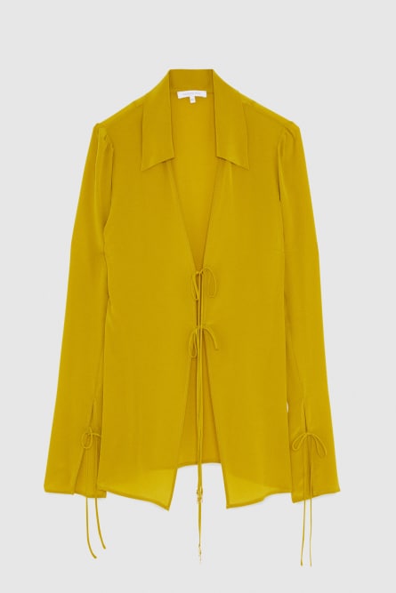 Seidenbluse mit Bändern, Gelb, Patrizia Pepe