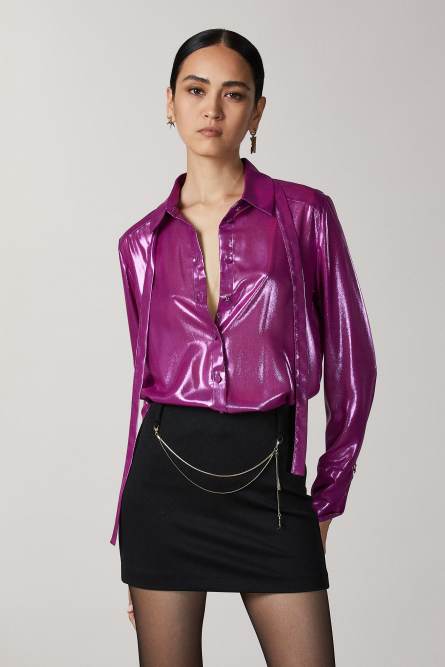 Shirt & bow tie, Purple, Patrizia Pepe
