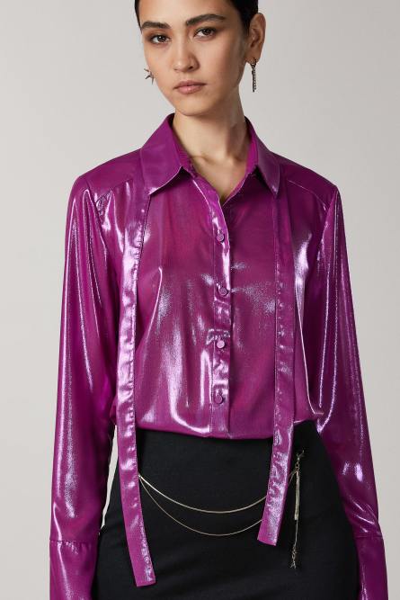 Shirt & bow tie, Purple, Patrizia Pepe