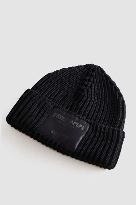 Gorro de tejido de canalé, Negro