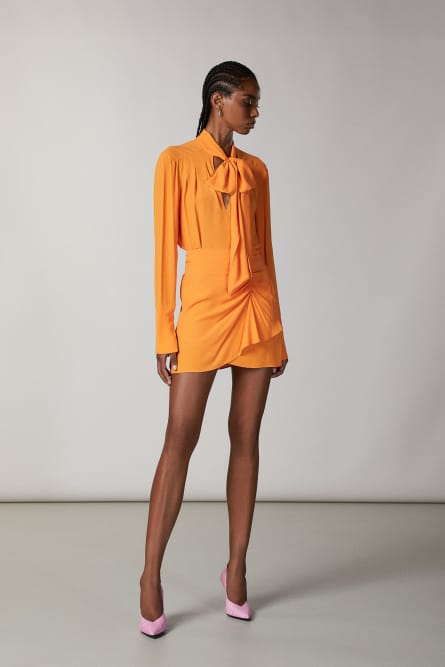 Draped mini skirt, Orange, Patrizia Pepe