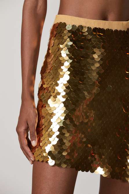 Rock mit Mini-Pailletten, Gold, Patrizia Pepe