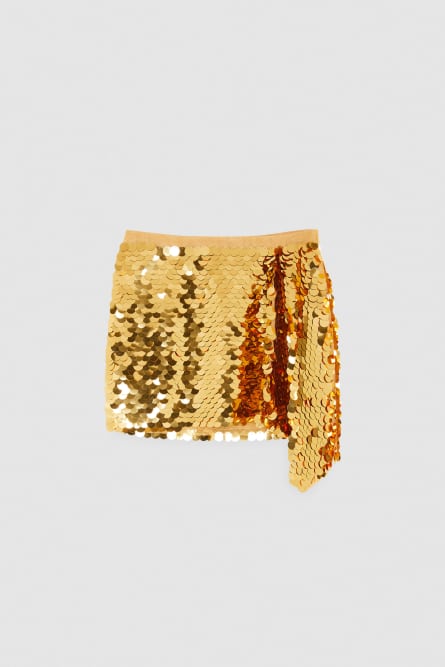 Rock mit Mini-Pailletten, Gold, Patrizia Pepe