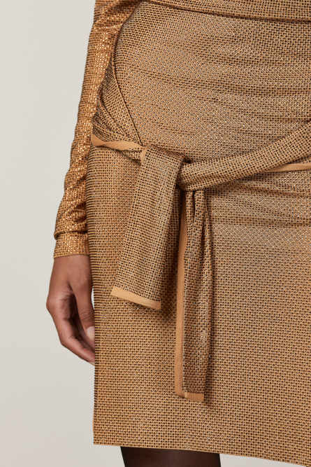 Rhinestone knee-length skirt, Orange, Patrizia Pepe