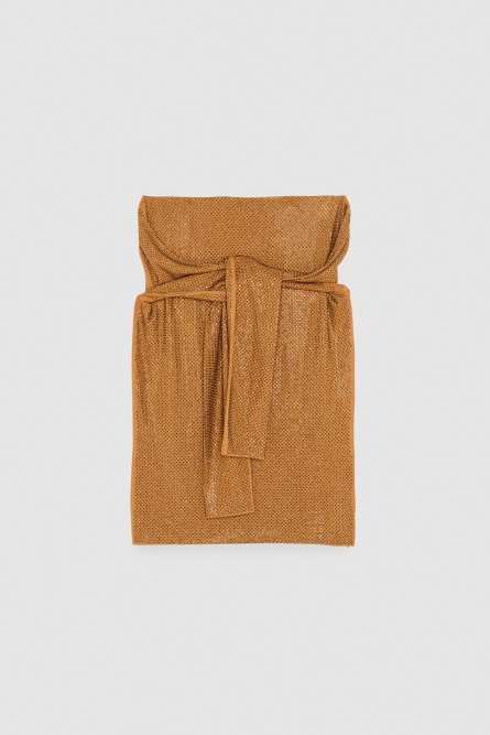 Rhinestone knee-length skirt, Orange, Patrizia Pepe