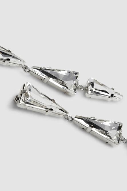 Brass earrings with rhinestones, Silver, Patrizia Pepe