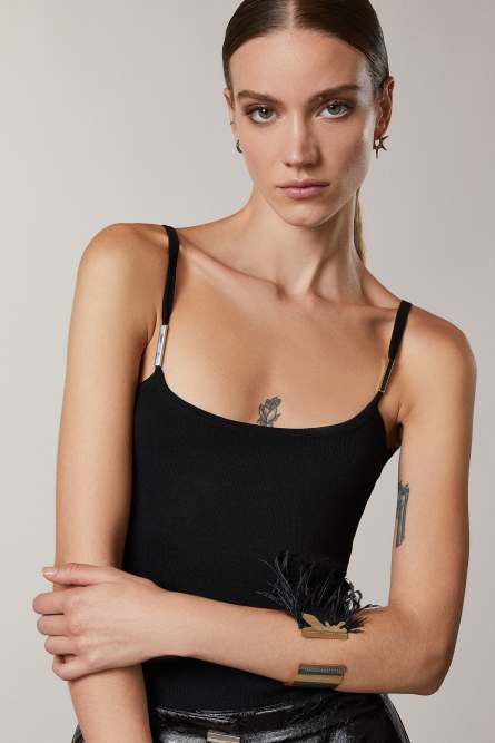 Bracciale con piume, Oro, Patrizia Pepe