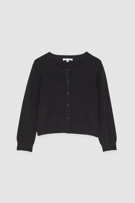 Cardigan cropped scollo rotondo, Nero, Patrizia Pepe