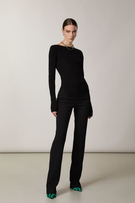 Boat-neck sweater, Black, Patrizia Pepe