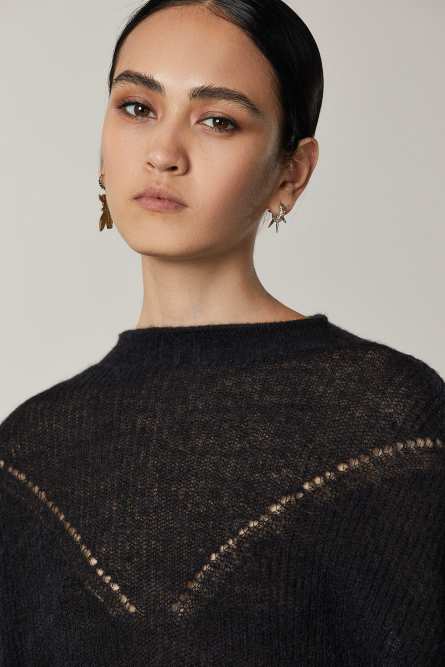 Funnel-neck sweater, Black, Patrizia Pepe