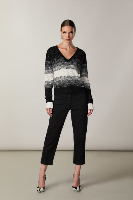 Pullover mit Strass, Schwarz, Patrizia Pepe