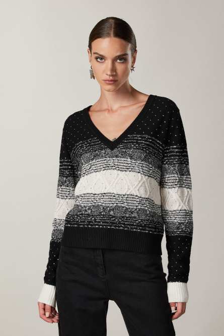 Pullover mit Strass, Schwarz, Patrizia Pepe