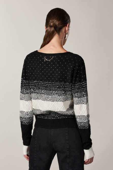 Pullover mit Strass, Schwarz, Patrizia Pepe