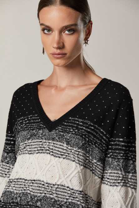Pullover mit Strass, Schwarz, Patrizia Pepe