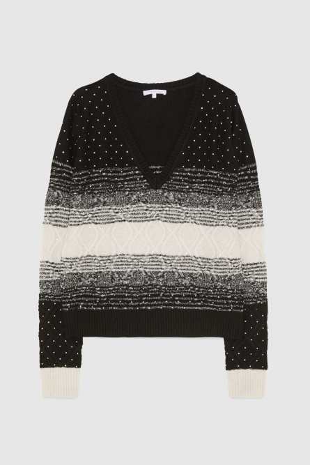 Pullover mit Strass, Schwarz, Patrizia Pepe