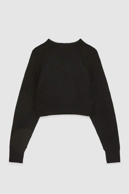 Cropped-Pullover mit Trichterkragen, Schwarz, Patrizia Pepe