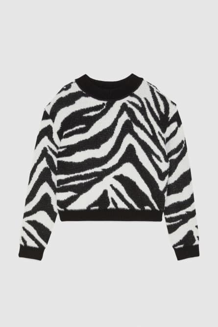Jacquard-Pullover aus Nylon, Weiß, Schwarz, Patrizia Pepe