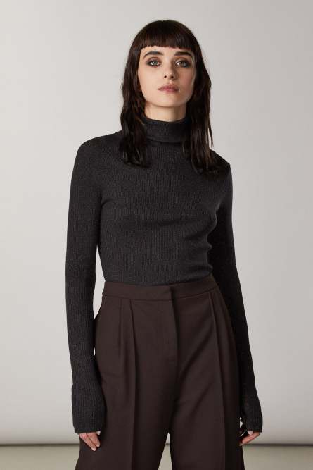 Lurex-Pullover &bdquo;ESSENTIAL&ldquo;, Schwarz, Patrizia Pepe