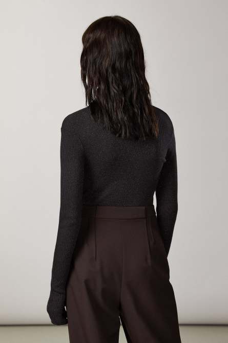 Lurex-Pullover &bdquo;ESSENTIAL&ldquo;, Schwarz, Patrizia Pepe