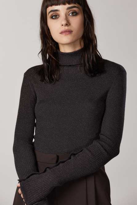 Lurex-Pullover &bdquo;ESSENTIAL&ldquo;, Schwarz, Patrizia Pepe