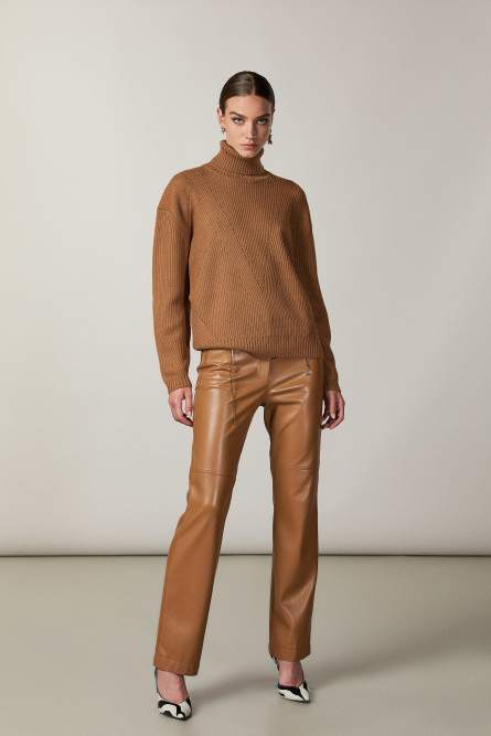 Pullover mit hohem Kragen, Orange, Patrizia Pepe