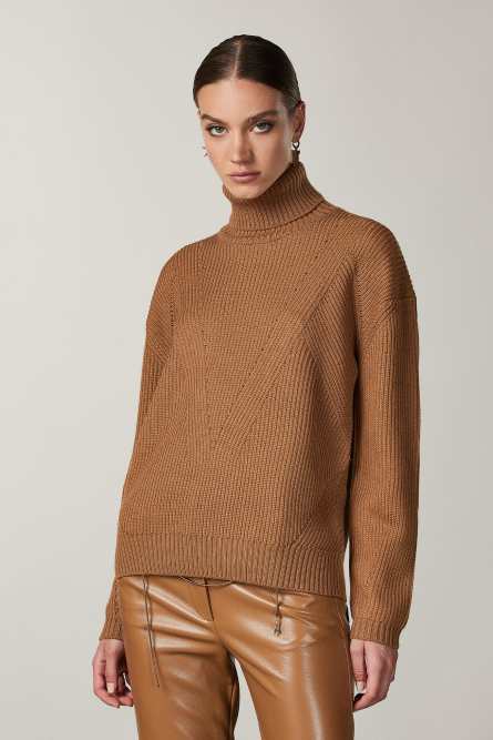 Pullover mit hohem Kragen, Orange, Patrizia Pepe