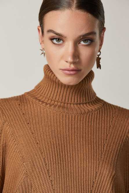 Pullover mit hohem Kragen, Orange, Patrizia Pepe