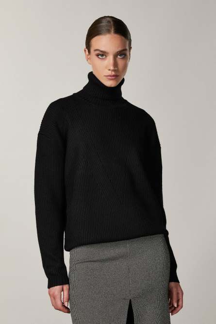 Maglia con collo alto, Nero, Patrizia Pepe