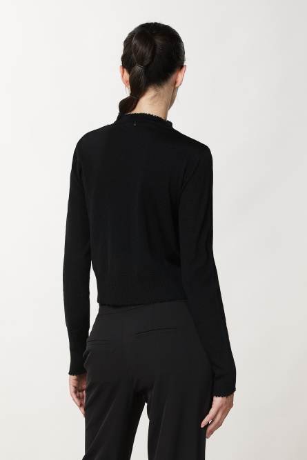 Pullover mit Nieten, Schwarz, Patrizia Pepe