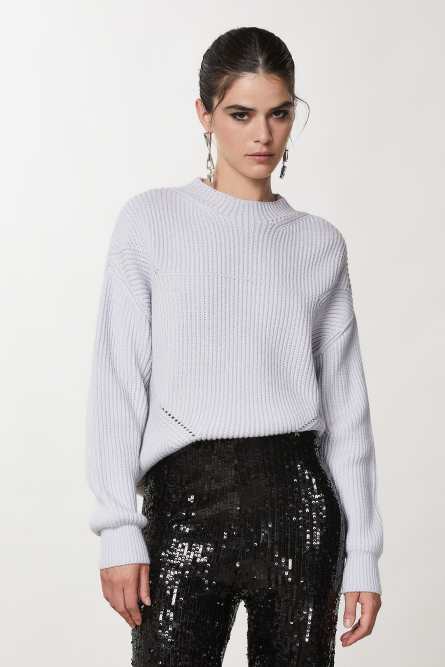 Gerippter Pullover, Weiß, Patrizia Pepe