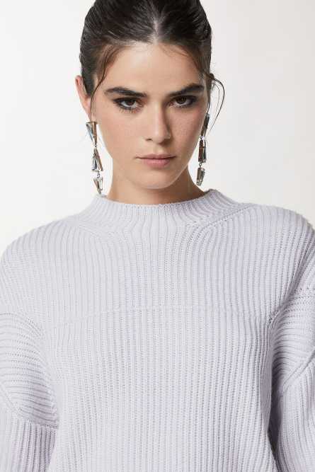 Gerippter Pullover, Weiß, Patrizia Pepe