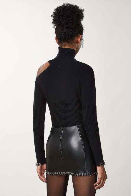 Piercing-Pullover Cut-out-Pullover mit Piercing, Schwarz, Patrizia Pepe