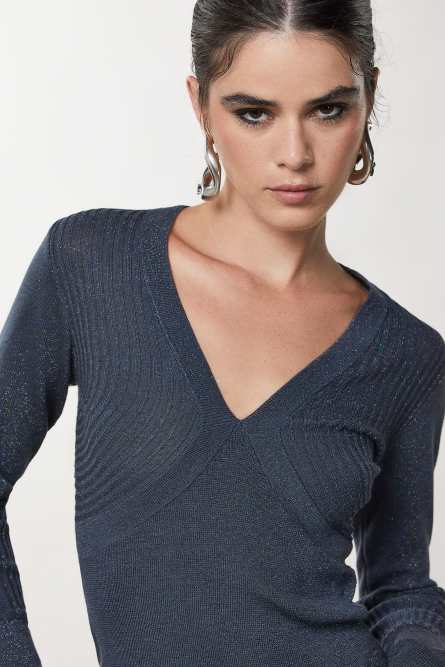 Essential Lurex-Pullover, Grau, Patrizia Pepe