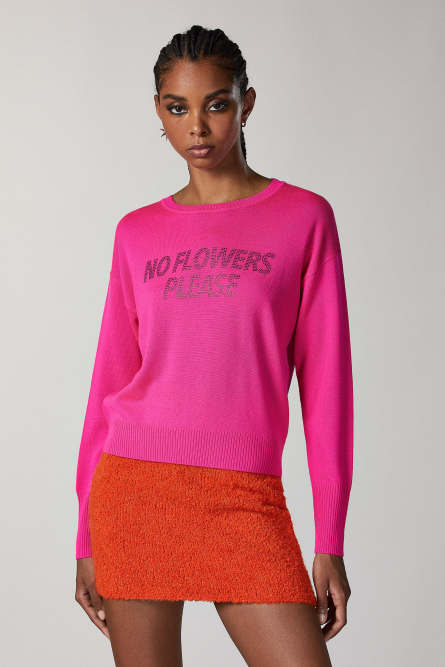Wool slogan sweater, Pink, Patrizia Pepe