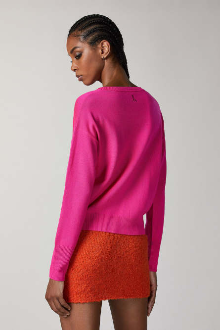 Wool slogan sweater, Pink, Patrizia Pepe