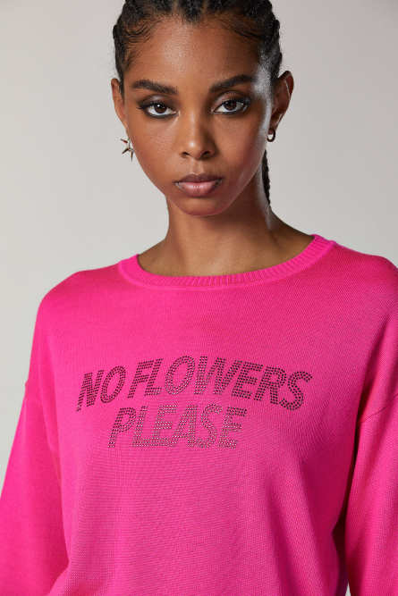 Wool slogan sweater, Pink, Patrizia Pepe