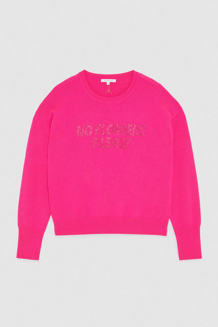Wool slogan sweater, Pink, Patrizia Pepe