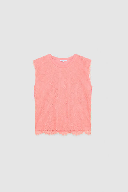 T-shirt avec empi&egrave;cements en dentelle, Rose, Patrizia Pepe
