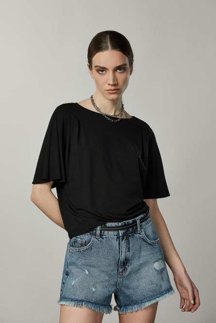 Maglia scollo a barca ESSENTIAL, Nero, Patrizia Pepe