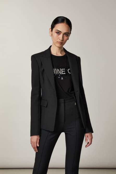 Hand-embroidered T-shirt, Black, Patrizia Pepe