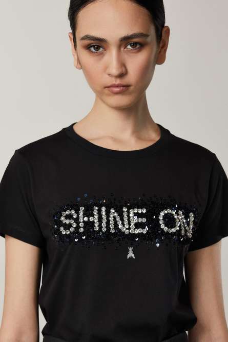 Hand-embroidered T-shirt, Black, Patrizia Pepe