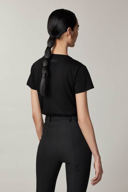 Hand-embroidered T-shirt, Black, Patrizia Pepe
