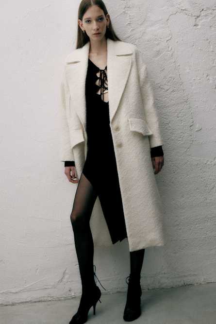 Oversized cloth coat, White, Patrizia Pepe