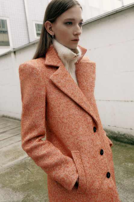 Two-tone long coat, Orange, Patrizia Pepe