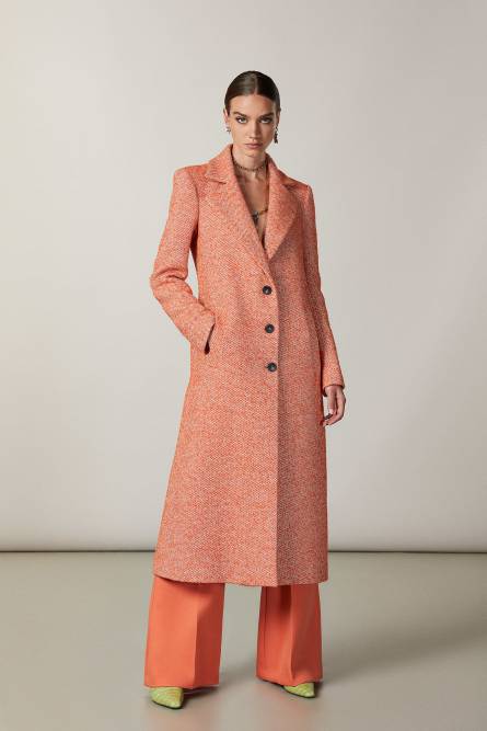 Two-tone long coat, Orange, Patrizia Pepe